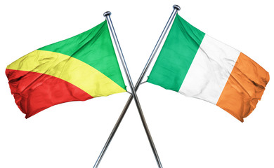 Congo flag with Ireland flag, 3D rendering