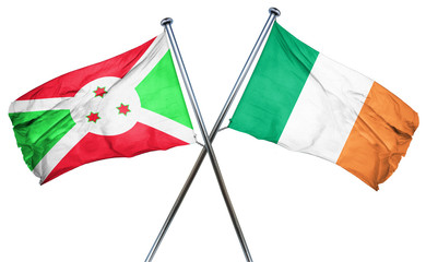 Burundi flag with Ireland flag, 3D rendering