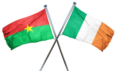 Burkina Faso flag with Ireland flag, 3D rendering