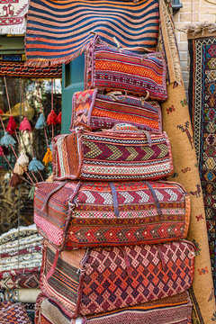 Traditional persian bags on the market in Esfahan, Iran.