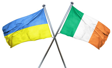 Ukraine flag with Ireland flag, 3D rendering