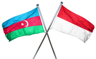 Azerbaijan flag with Indonesia flag, 3D rendering