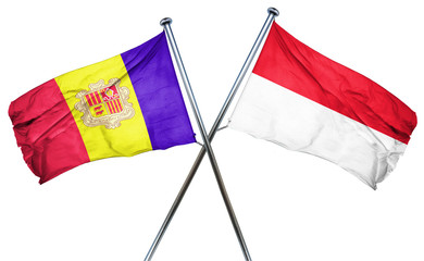 Fototapeta na wymiar Andorra flag with Indonesia flag, 3D rendering