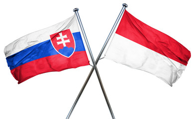 Slovakia flag with Indonesia flag, 3D rendering