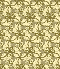 Fototapeta na wymiar Floral golden ornament. Seamless abstract classic fine pattern