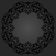 Oriental vector pattern with arabesques and floral elements. Traditional classic dark ornament