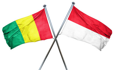 Guinea flag with Indonesia flag, 3D rendering