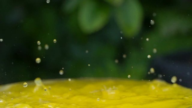 Background of fanta with splash and bubbles