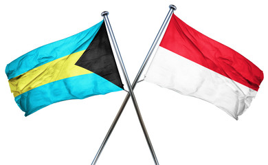 Bahamas flag with Indonesia flag, 3D rendering