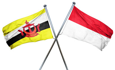 Brunei flag with Indonesia flag, 3D rendering