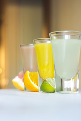 fresh citrus juices with fruits