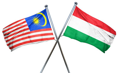 Malaysia flag with Hungary flag, 3D rendering