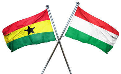 Ghana flag with Hungary flag, 3D rendering
