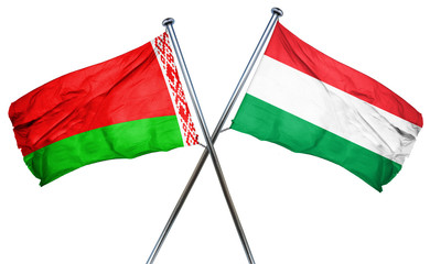 Belarus flag with Hungary flag, 3D rendering