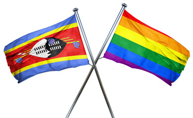 Swaziland flag with rainbow flag, 3D rendering