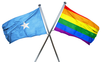 Somalia flag with rainbow flag, 3D rendering