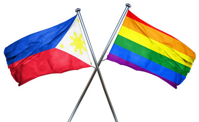 Philippines flag with rainbow flag, 3D rendering