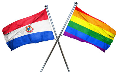 Paraguay flag with rainbow flag, 3D rendering