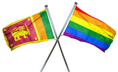 Sri lanka flag with rainbow flag, 3D rendering