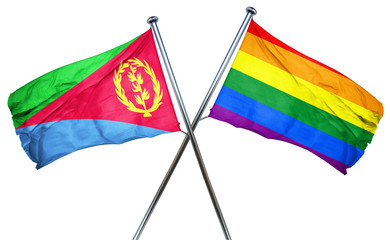 Eritrea flag with rainbow flag, 3D rendering