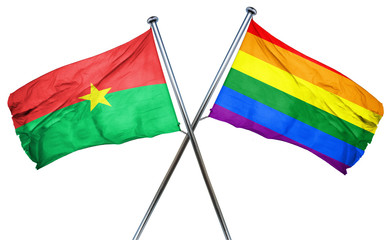 Burkina Faso flag with rainbow flag, 3D rendering
