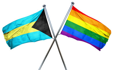 Bahamas flag with rainbow flag, 3D rendering