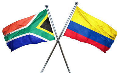 South africa flag with Colombia flag, 3D rendering