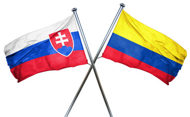 Slovakia flag with Colombia flag, 3D rendering