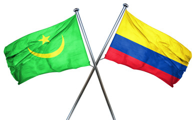 Mauritania flag with Colombia flag, 3D rendering
