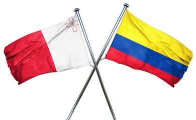 Malta flag with Colombia flag, 3D rendering