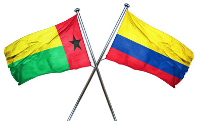 Guinea bissau flag with Colombia flag, 3D rendering