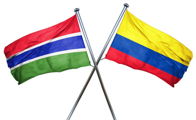 Gambia flag with Colombia flag, 3D rendering