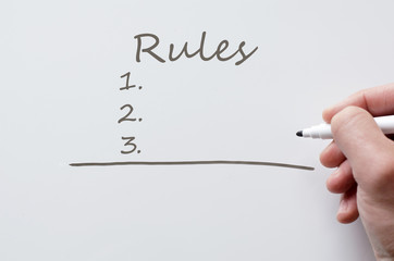 Rules written on whiteboard