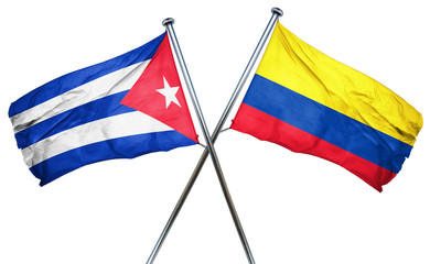 Cuba flag with Colombia flag, 3D rendering