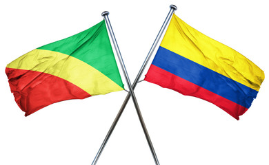 Congo flag with Colombia flag, 3D rendering