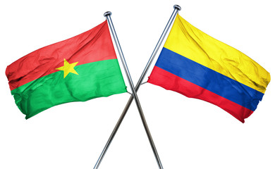 Burkina Faso flag with Colombia flag, 3D rendering