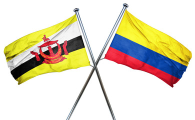Brunei flag with Colombia flag, 3D rendering