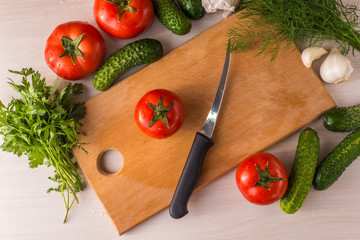 Vegetables on the table top