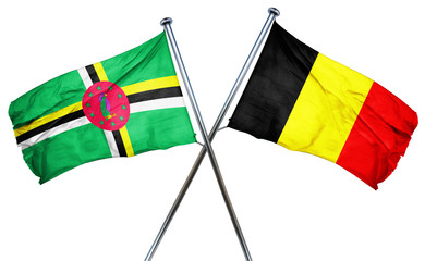 Dominica flag with Belgium flag, 3D rendering