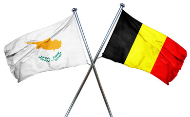 Cyprus flag with Belgium flag, 3D rendering