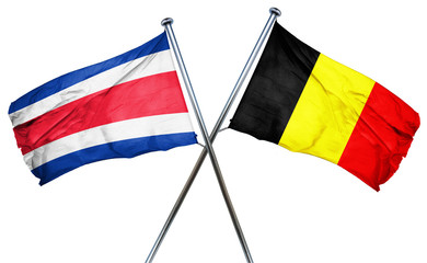 Costa Rica flag with Belgium flag, 3D rendering