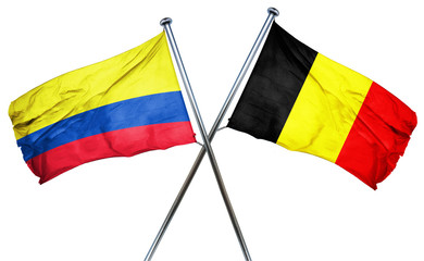 Colombia flag with Belgium flag, 3D rendering