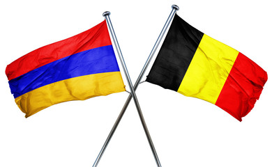 Armenia flag with Belgium flag, 3D rendering