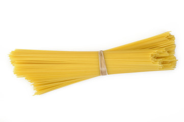 bunch of spaghetti on white background