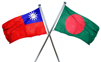 Republic of china flag with Bangladesh flag, 3D rendering