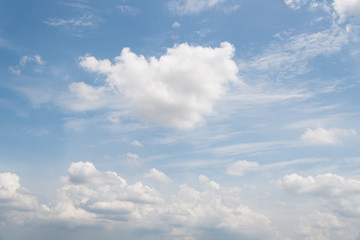 Blue sky background with white clouds.