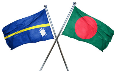 Nauru flag with Bangladesh flag, 3D rendering