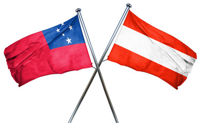 Samoa flag with Austrian flag, 3D rendering