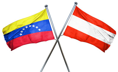 Venezuela flag with Austrian flag, 3D rendering