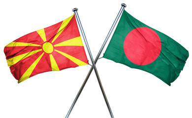 Macedonia flag with Bangladesh flag, 3D rendering